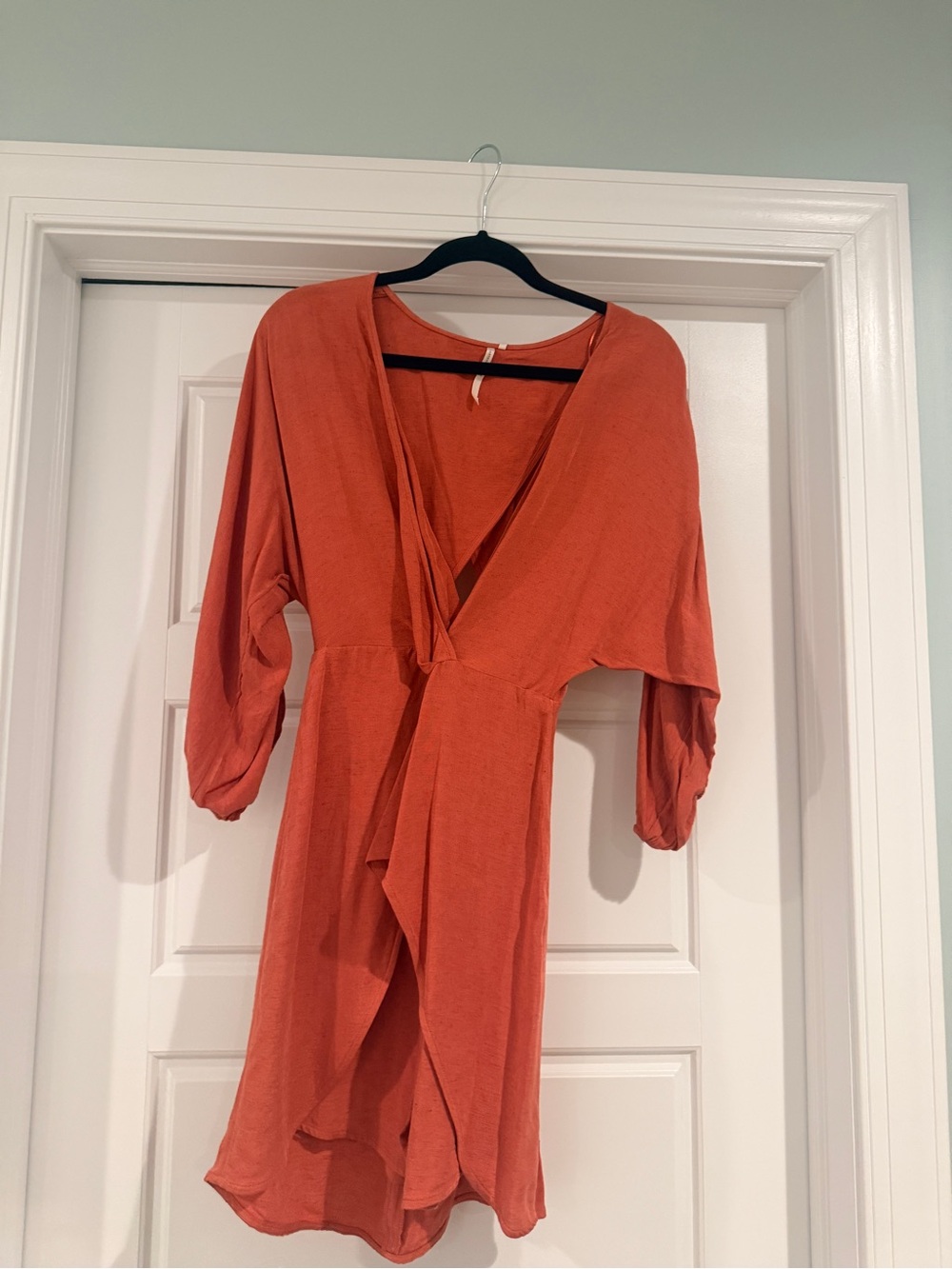 Anthropologie Terracotta Wrap-Style Dress with Tie Waist